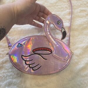 Bewaltz Holographic Pink Flamingo Crossbody Purse